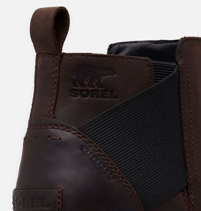 Womens Booties Black Brown - Sorel Emelie™ Chelsea Low - 321-GCIYLT